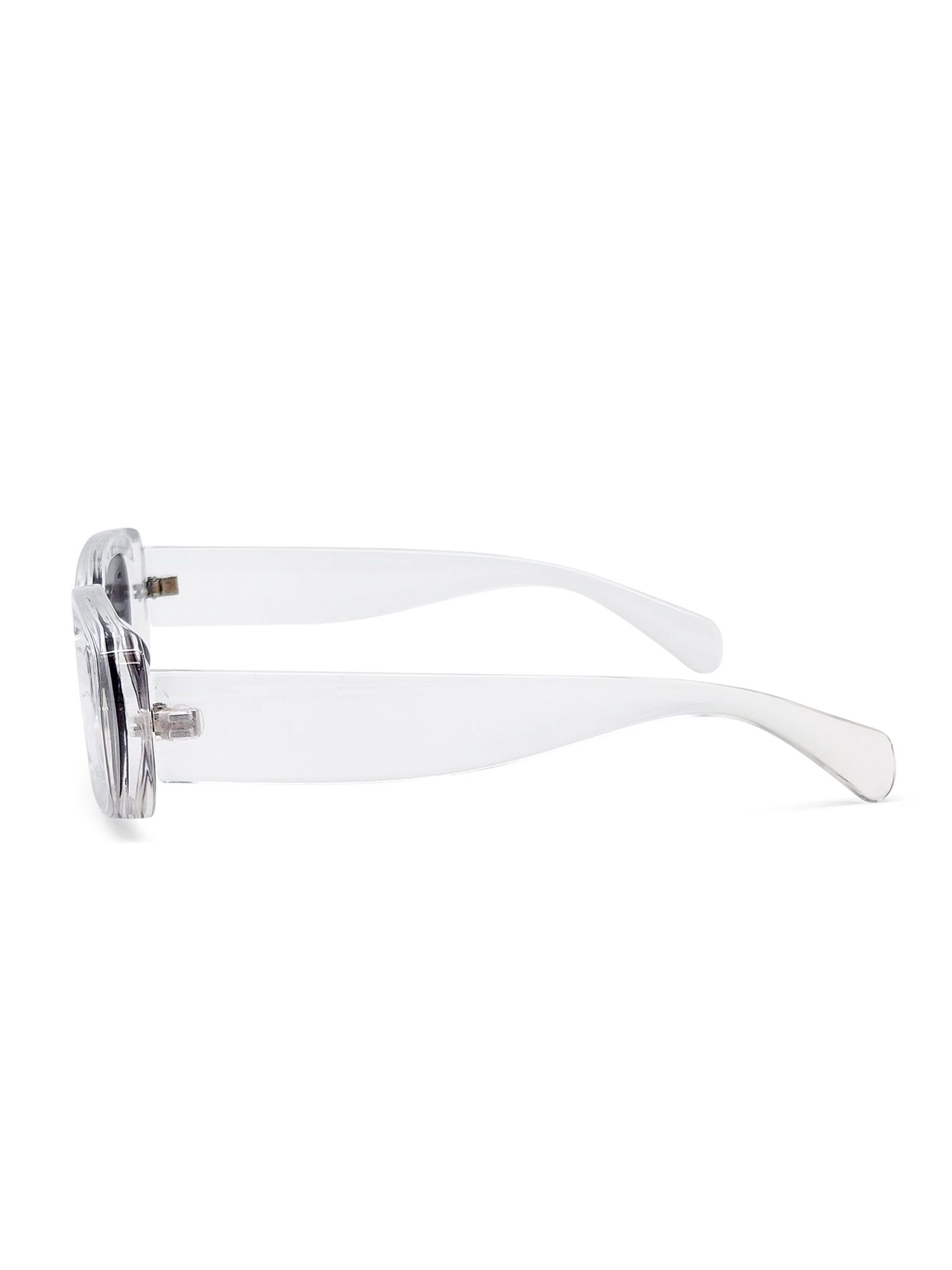 Juniors Plastic Slim Rectangle Clear Frame Smoke Lens Sunglasses