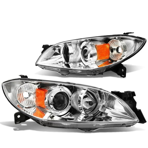 DNA Motoring For 04-09 Mazda 3 Sedan JDM Chrome Amber Corner Projector Headlight Lamps Pair