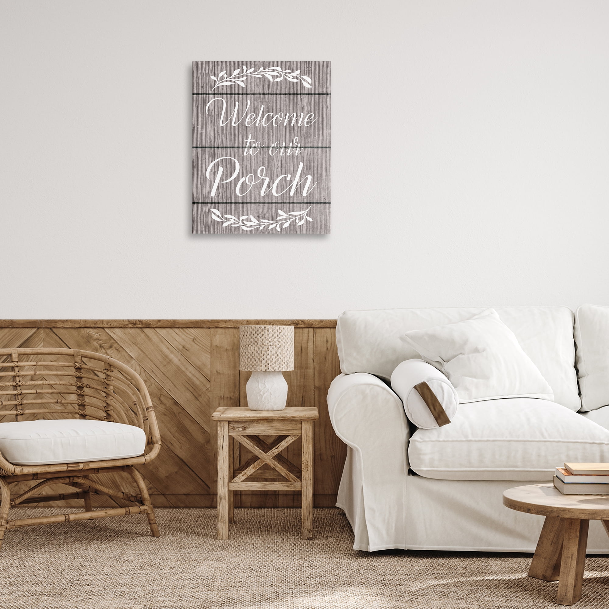Stupell Industries Rustic Welcome Porch Text & Numbers Painting Wrapped Canvas Art Print Wall Art, 24 x 30