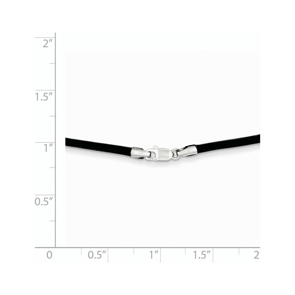 14K White Gold Cord & Leather Chain Necklace 2 mm Black 16 inch