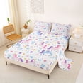 thumbnail image 2 of Erosebridal Cute Unicorn Full Size Sheets，Colorful Flowers Cute Floral Bed Sheets For Kids Girls 4-Piece, 2 of 6