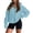 Light Blue #016, variant on Women's Zip Up Hoodie Drawstring Kangaroo Pocket Sweatshirt Dropped Shoulder Loose Fit Casual Jacket Brown 2XL