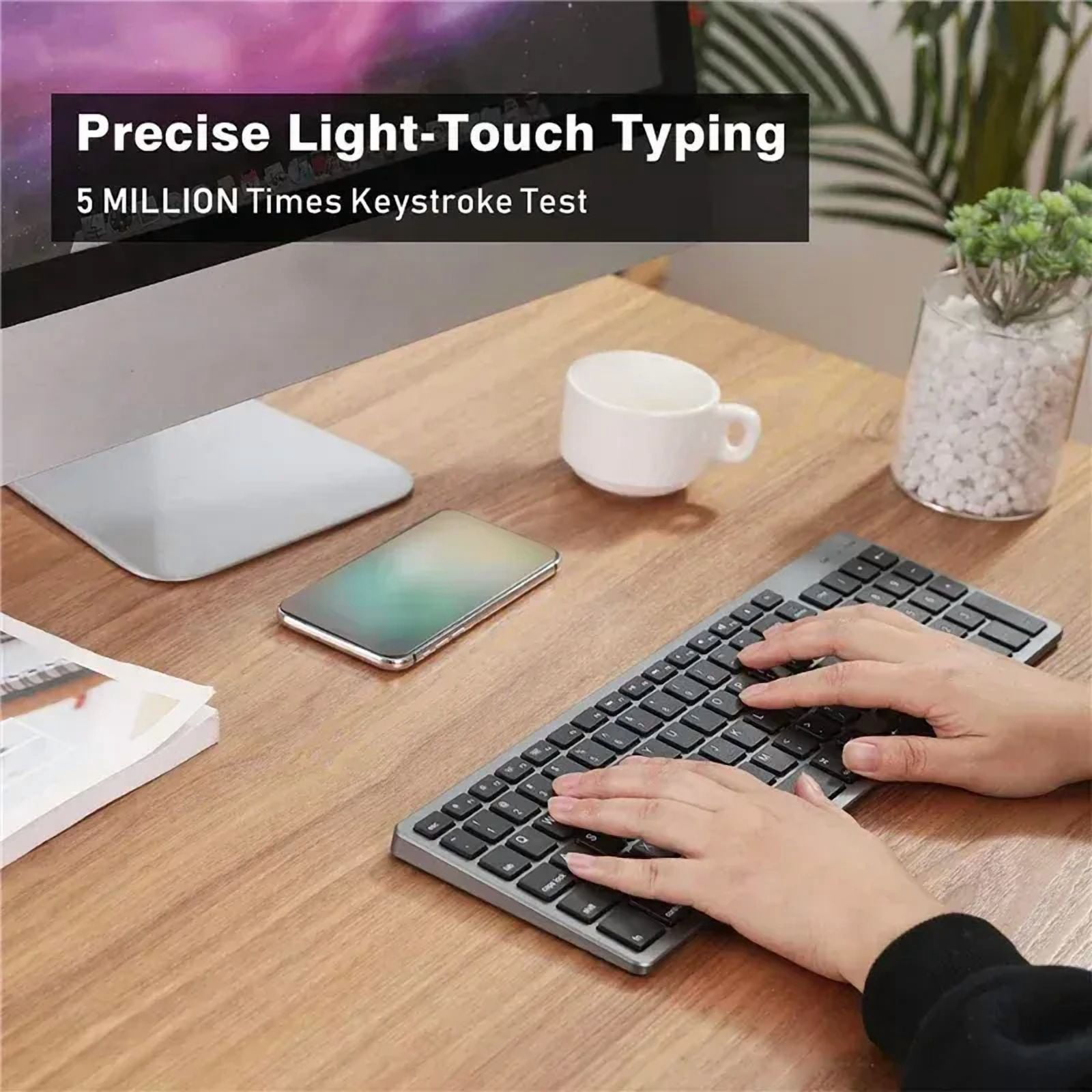 Ultra Slim Wireless Bluetooth Keyboard and Mouse Set Compatible for Mac OS/iOS/iPad OS Rechargeable Keyboard for MacBook