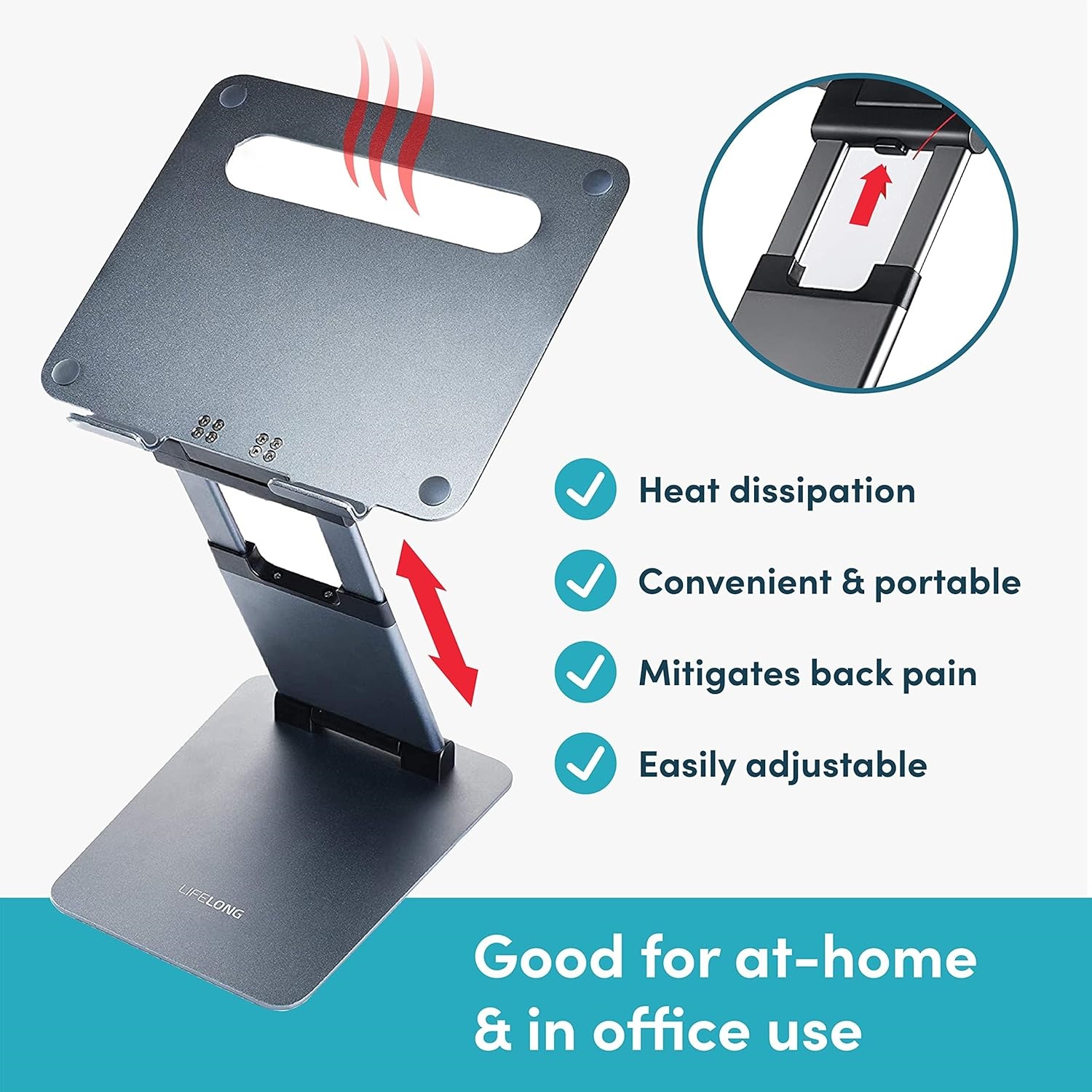 Ergonomic Adjustable Laptop Stand for Desk - Height Up to 20" Portable Computer Laptop Riser Holder, Fits All Inches Laptops, Back to School Gift for Men & Women