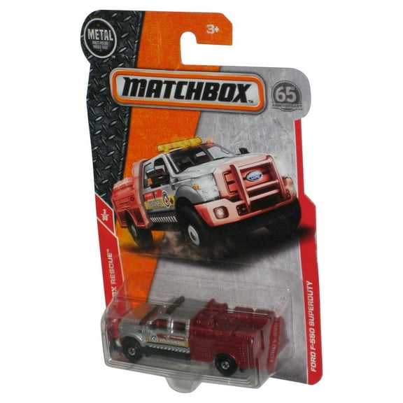 Matchbox MBX Rescue 3/30 (2017) Silver & Red Ford F-550 Superduty Truck Toy 45/125