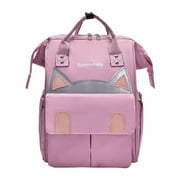 Linnome Diaper Bag Simple Cat Style Mummy Bag Multifunctional Backpack Outdoor Travel Leisure Backpack Diaperbag
