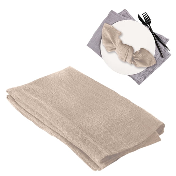 Cotton Linen Cloth Napkins, Stitched Edges Reusable Table Napkins for Wedding Birthday Party Bridal Shower Home Table Decor, 42 x 42 cm(Beige)