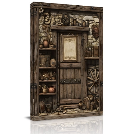 Canvas Wall Art Farmhouse Wooden Framed Canvas Prints for Kitchen Bedroom Old Vintage Antique Time Cottage Scene Small Gallery Wrapped Wall Decor for Home Office Gifts 8 x12 Ship Next Day