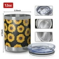 thumbnail image 3 of 12oz Tumblers Black Small Sunflower Pattern Vacuum Insulated Stainless Steel Travel Tumbler Cups Mug with Lid and Straw for Beer,Coffee,Beverages with Cleaning Brush for Cold & Hot Drinks, 3 of 5