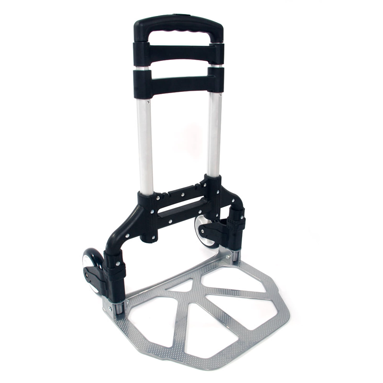 Portable Folding Aluminum Hand Truck Dolly Cart - Heavy Duty 165 lbs Capacity, Collapsible Luggage Trolley, Black
