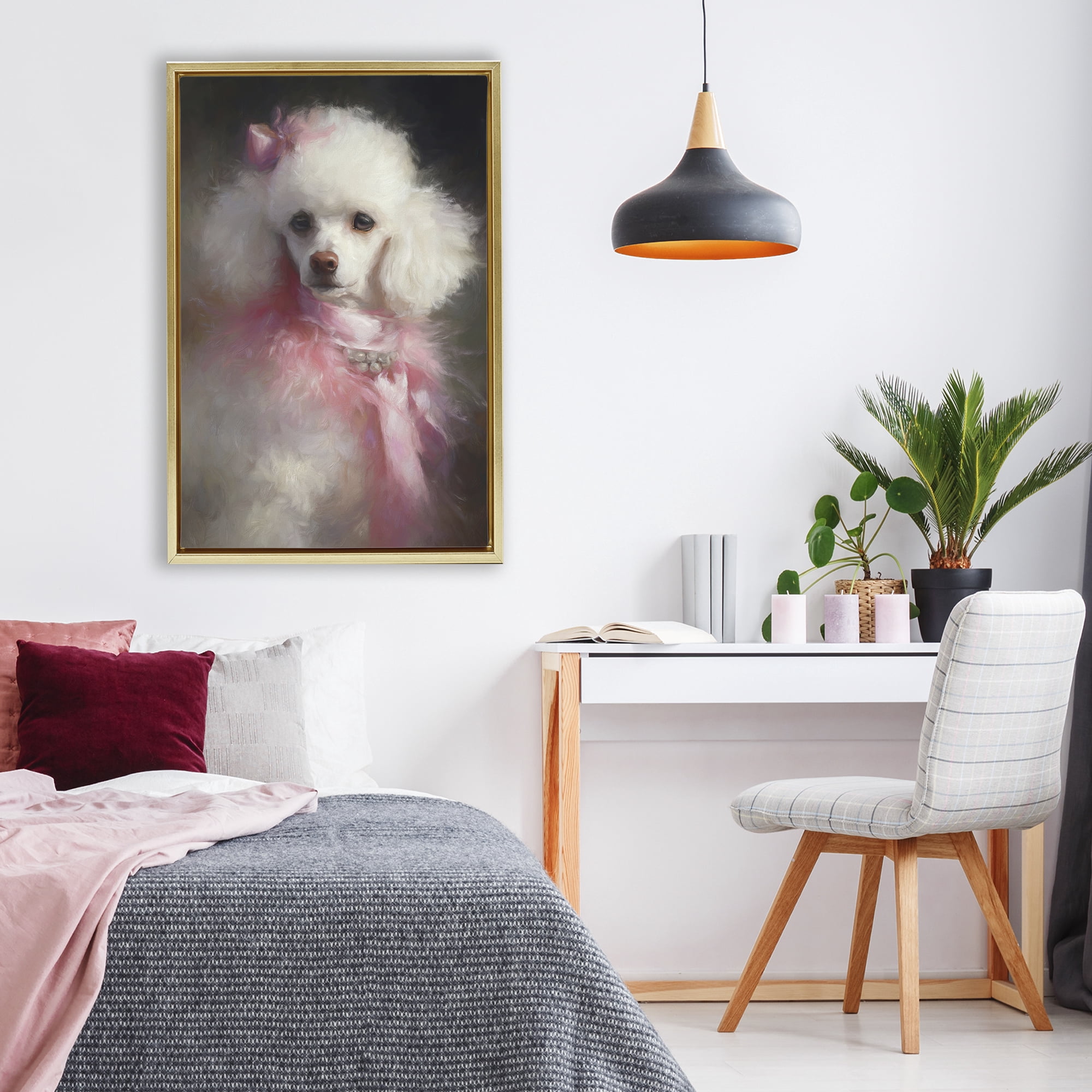 Stupell Industries Just A Girl Who Loves Pink Gold Framed Floater Canvas Wall Art, design by Tina LeCour