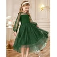 thumbnail image 2 of Oudiya Girls Dresses Contrast Mesh Long Sleeve Twirly High Low Birthday Party Formal Dress, 2 of 7