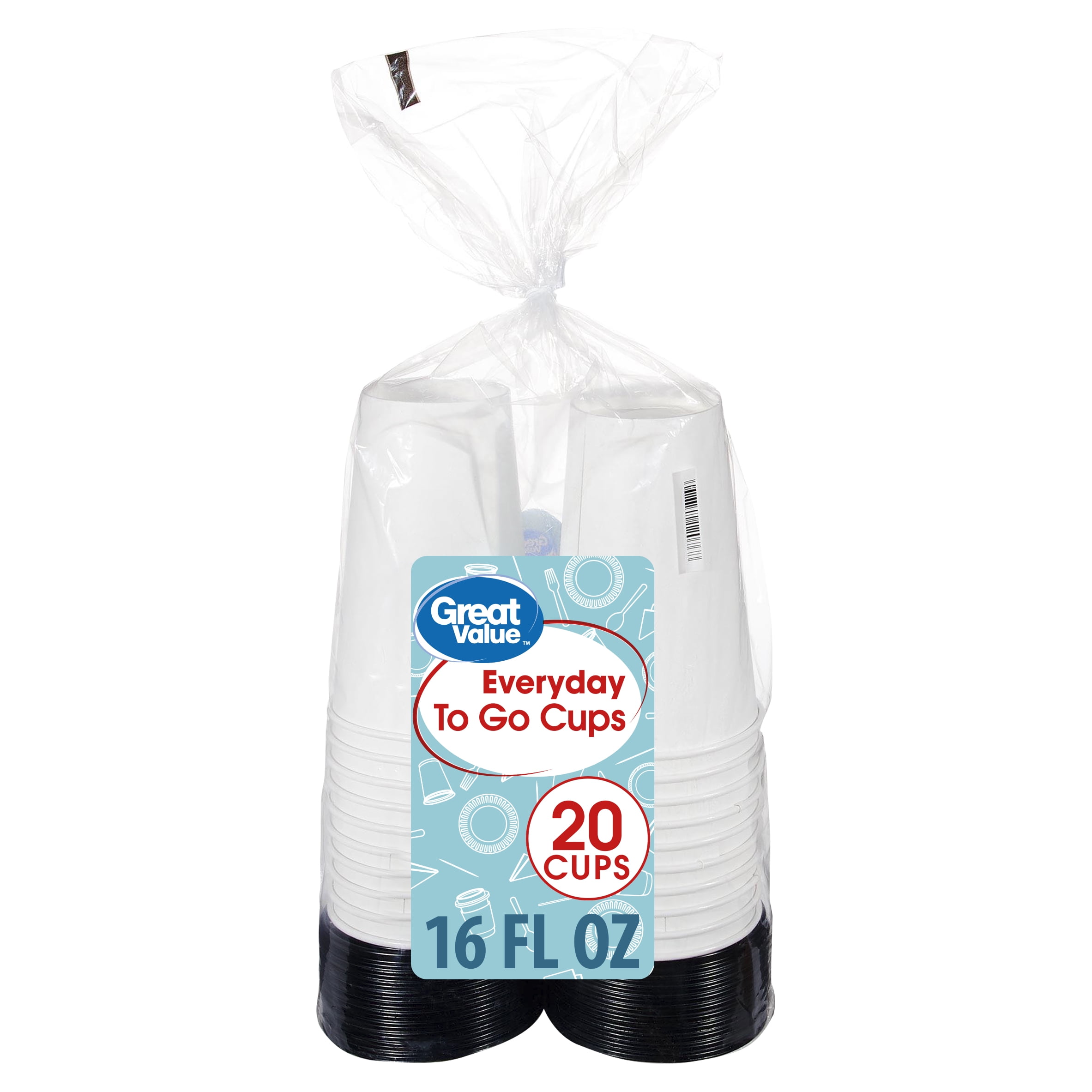 Great Value Everyday To Go Cups, Lids & Sleeves, 16 fl oz, 20 Count