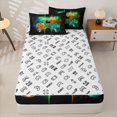 thumbnail image 4 of Erosebridal Neon Game Controller Pattern Zipper Queen Comforter Set with Fitted Sheet and 2 Pillowcases,Circuit Board Print Zipper Bedding Set,Green Orange Teal Black,Reversible, 4 of 6
