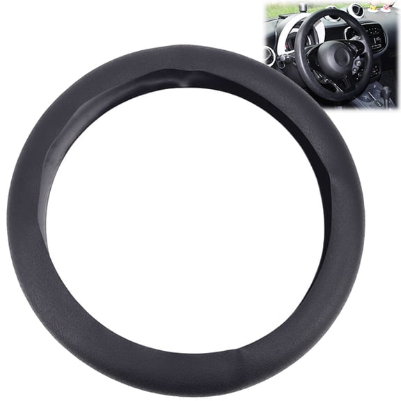 XUKEY Rubber Steering Wheel Cover 14" -16" Non-Slip Black Silicone Elastic Universal