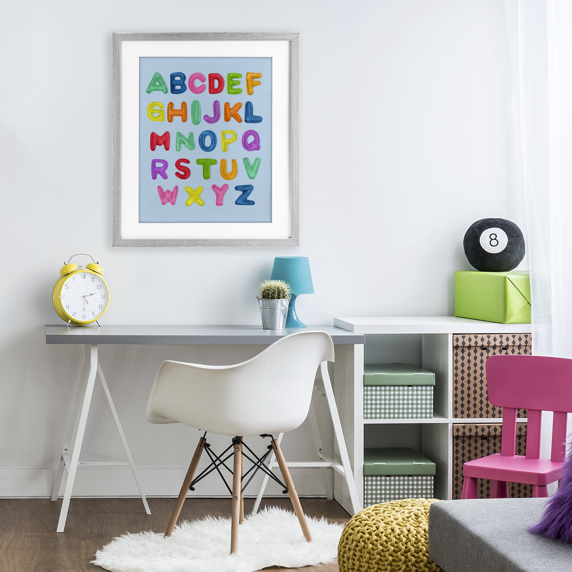 Stupell Industries Gummy Candy Alphabet Gray Framed Print Under Glass, design by LISH Creative