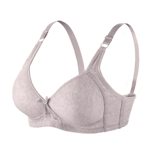 Aayomet Bralettes for Women With Support Breathable Adjustable Strap Bow Solid Color Comfortable Bra (Gray, 46)
