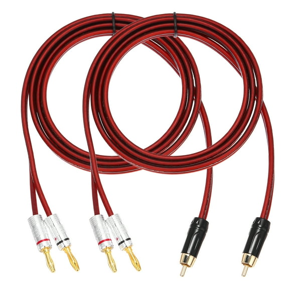 Uxcell 2 Pcs Gold Plated RCA Audio Cable, 1 RCA to 2 4mm Banana Plug Speaker Cable, Splitter Audio Cable for Speaker Amplifiers Subwoofer, 4.9ft