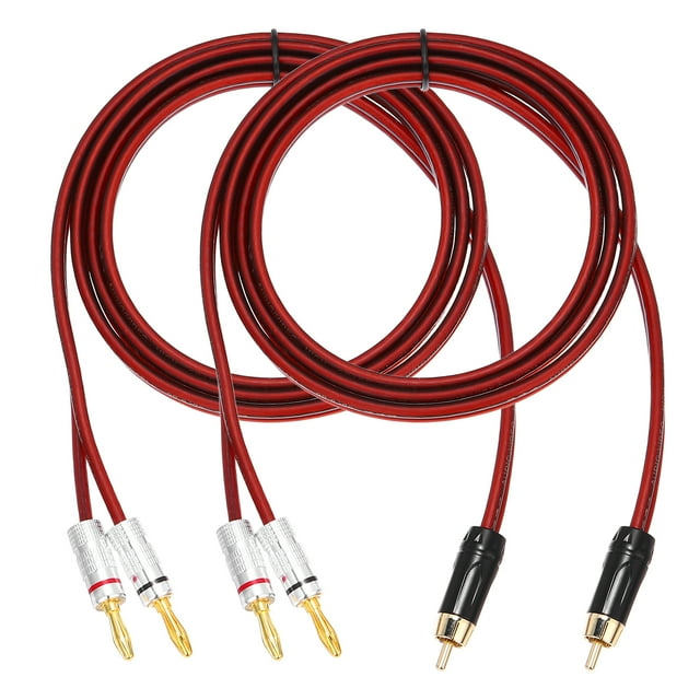 Uxcell 2 Pcs Cable de Audio RCA Chapado en Oro, 1 RCA a 2 Conector Banana de 4 mm, Cable Divisor de Audio para Amplificadores de Altavoces Subwoofer, 4.9 pies