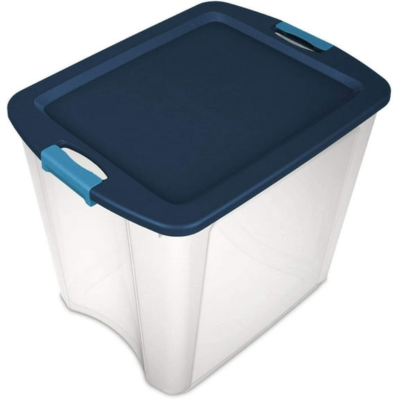 BIZFURN-US Storage Bin Latching Stackable - 104 Qt, Blue, Clear Base