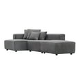 thumbnail image 6 of 3 Pieces Set Corduroy Sectional Modular Sofa with 6 Throw Pillows, Soft L-Shaped Chaise Couch Furniture for Living Room Apartment Office, Gray, 6 of 7