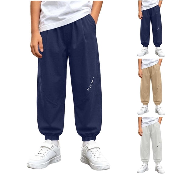 Nilvkv Boys Joggers, Boys Pants, Letter Print Loose Fit Cuffed Sweatpants with Elastic Waist, suited for Summer Outdoor Wear Blue 3-4 Years
