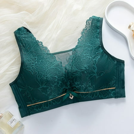 Up to 30% OFF  Women s Sexy Thin Lace Bra  Comfortable Fixed Adjustable  No Steel Ring  Gathered Breast Collection  Fashionable Bralette  Underwire-Free  Everyday Wear  Lace Bralette Bra | Green XL