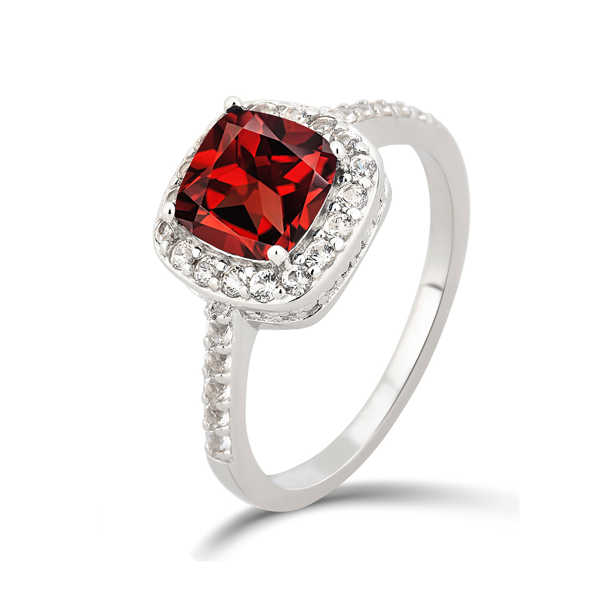 Arista Diamond Accent, Created Garnet & White Sapphire 3 Pcs Jewelry Set in Sterling Silver, 18"