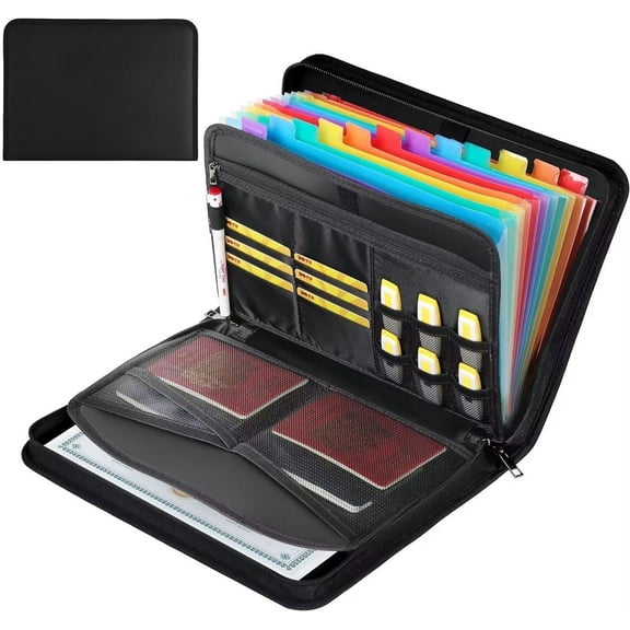 Accordion File Organizer,13 Pockets Fireproof Document with Multicolored Folder, Business Safe Storage Bag