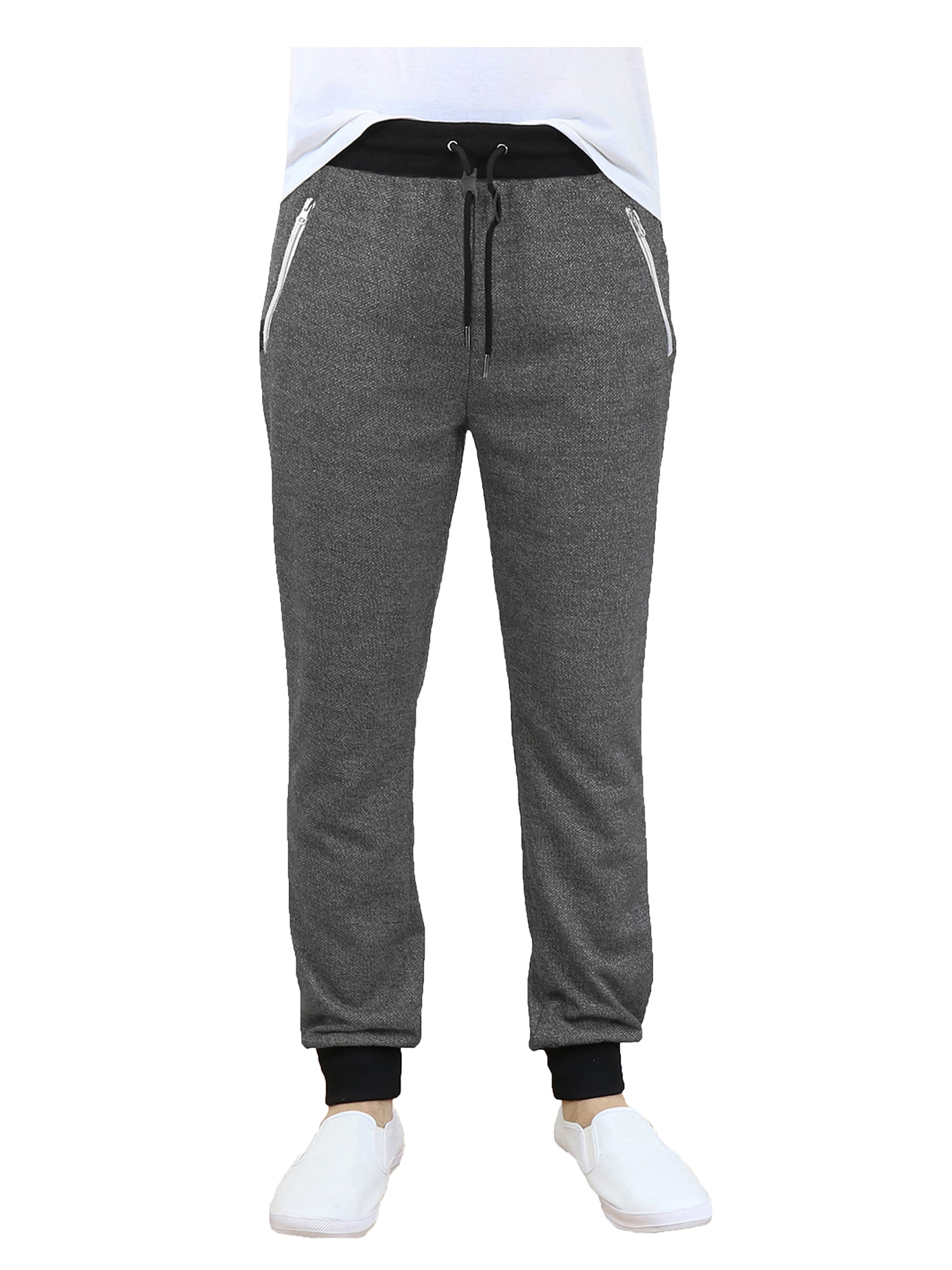 Men's French-Terry Slim-Fit Joggers with Zipper Pockets 