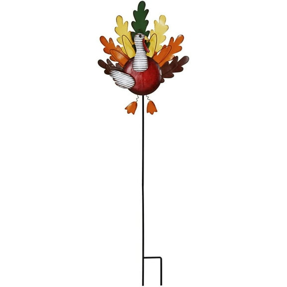 Thanksgiving Turkey Garden Stake Fall Decor, Rustic Metal Turkey Lawn Decoration Indoor Outdoor Fall Harvest Patio Yard Decorations