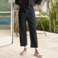 thumbnail image 2 of FUNUONY Women's Linen Straight Leg Capri Pants Beach High Waisted Drawstring Casual Loose Capris Pants with Pockets Lounge Pant Comfy 2025 Business Work Pants Cropped Linen Pants Women High Waisted, 2 of 9