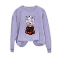 thumbnail image 2 of Inverlee Women's Cauldron Pumpkin Ghost And Bat Graphic Crewneck Sweatshirt Spooky Season Womens Everyday Halloween Themed Sweatshirt Purple S-XXL, 2 of 4