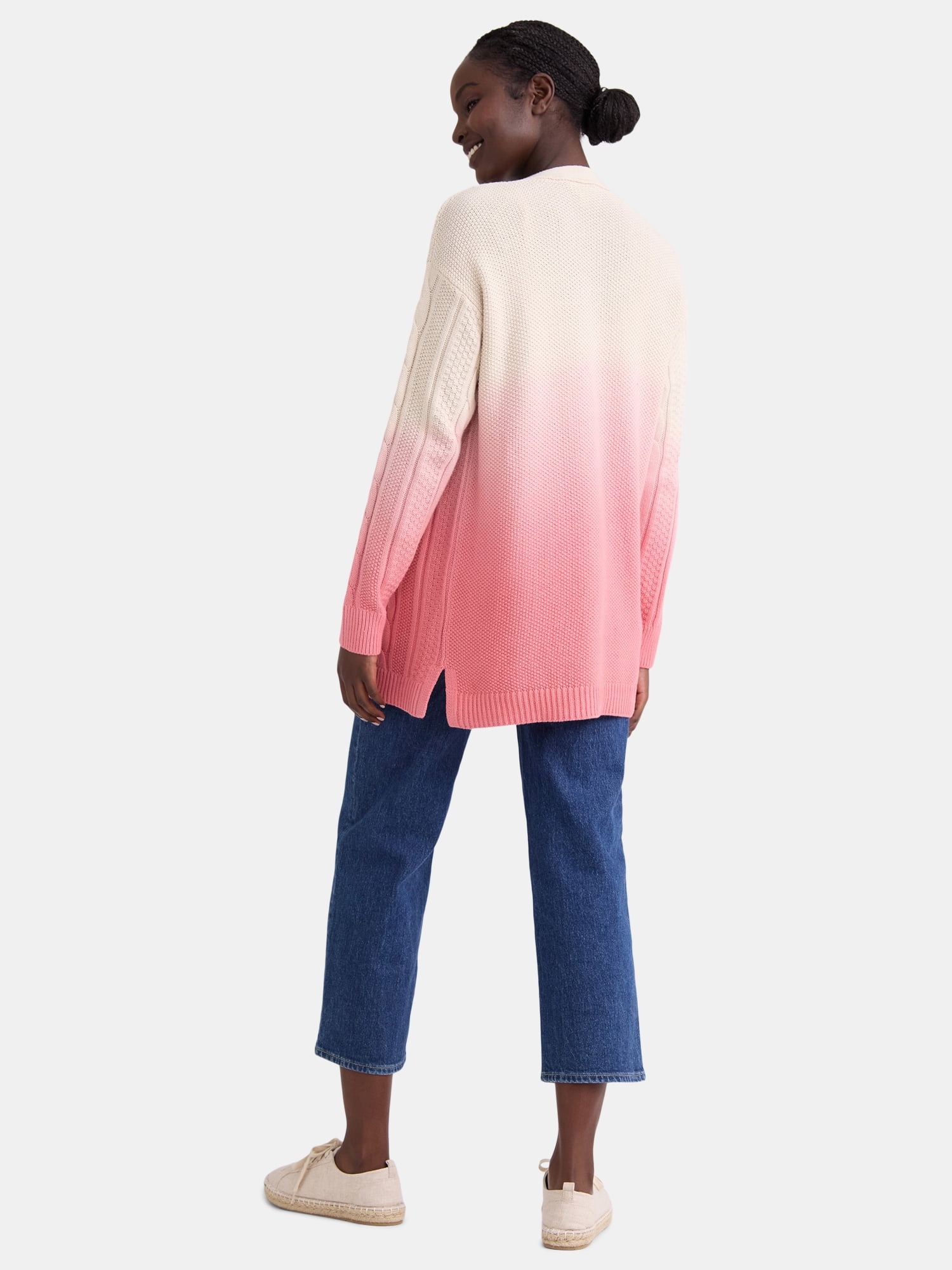 Time & Tru Women's Dip Dye Cardigan