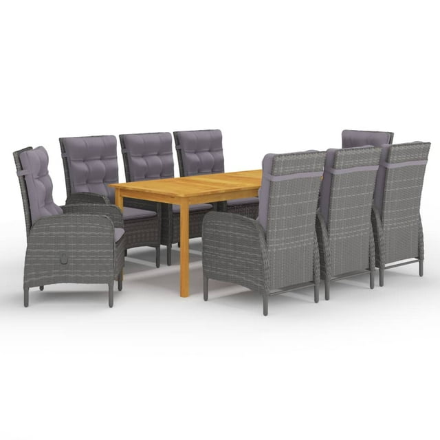 vidaXL Ensemble de Salle à Manger de Jardin 9 Pcs Gris