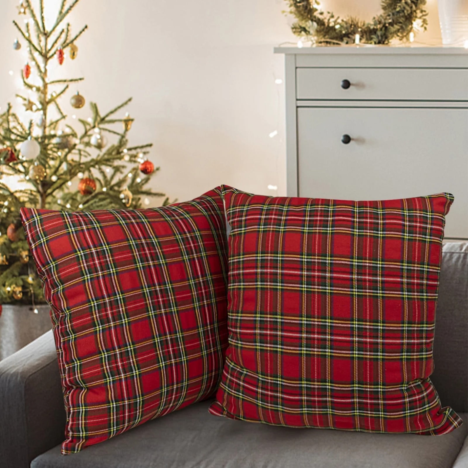 Red plaid christmas pillows sale