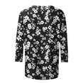 thumbnail image 4 of CYMMPU Spring Tops Crew Neck 3/4 Sleeve Fall Fashion Shirts Tunic Tops Floral Pattern Blouses for Women Dressy Casual Loose Fit Lightweight Basic T-Shirts Black XXXXL, 4 of 5