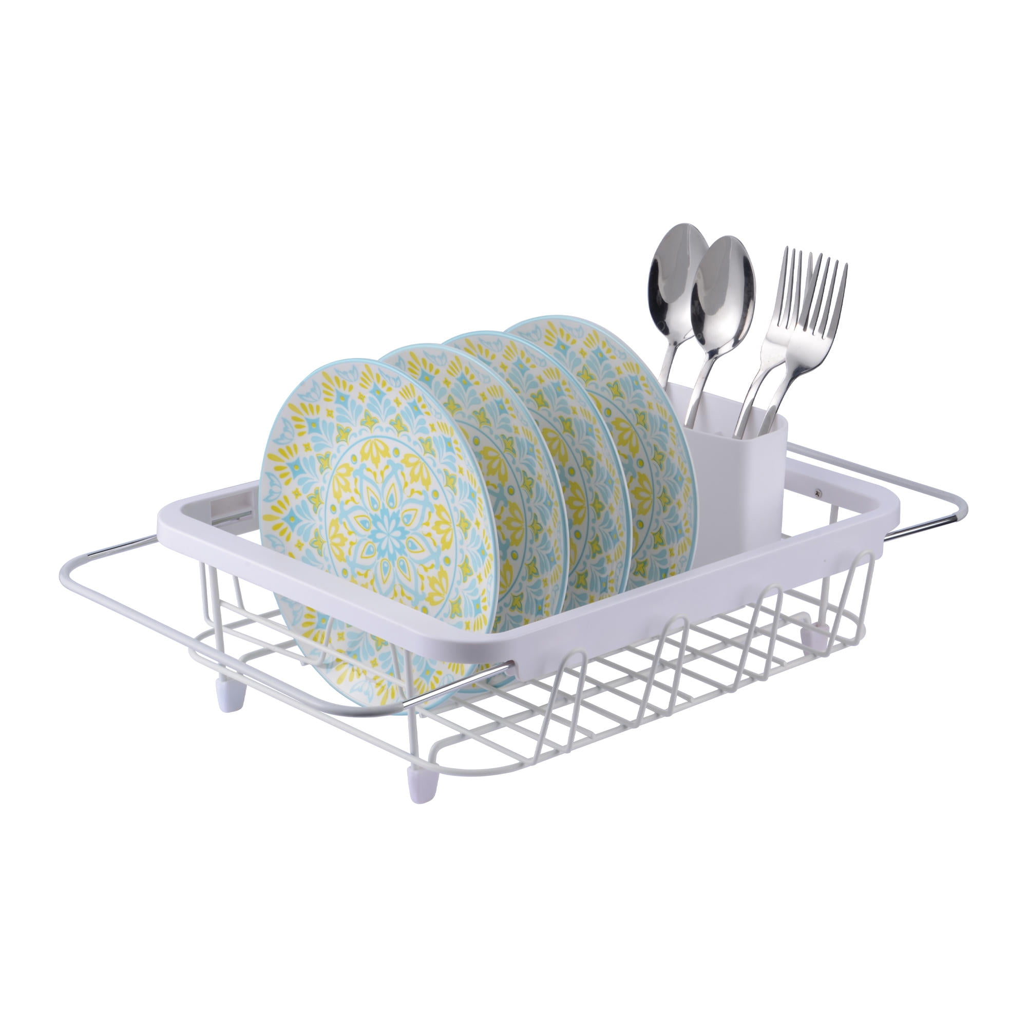 Expandable Dish Drying Rack with Utensil Cutlery Holder Over Sink Dish Rack Basket Shelf Walmart