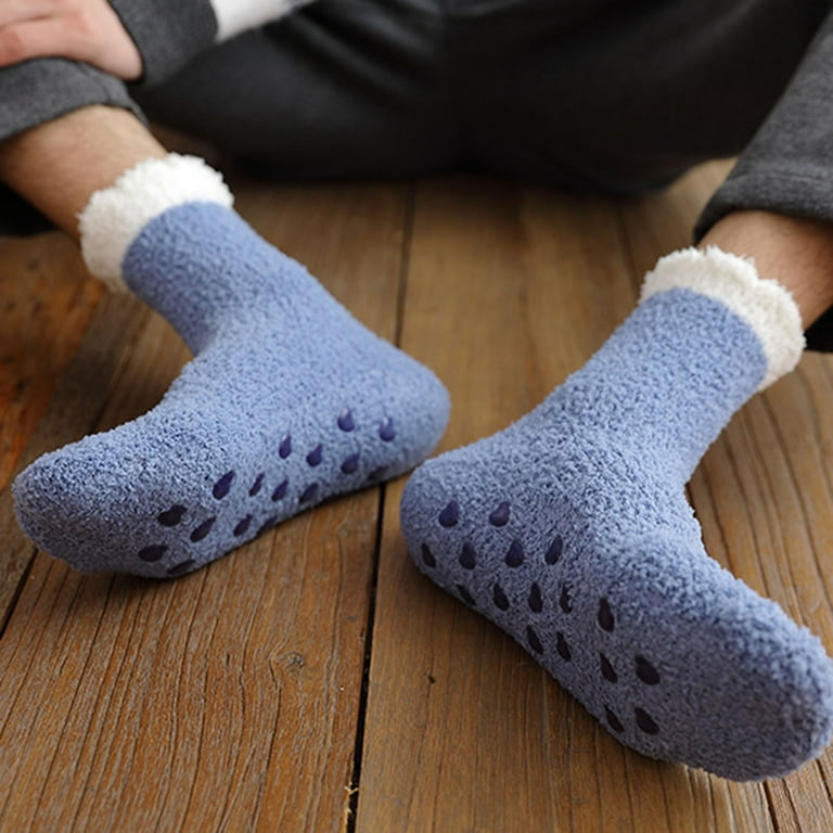1 Pair Mid Tube Non slip Silicone Bottoms Unisex Socks Autumn Winter Striped Print Floor Socks