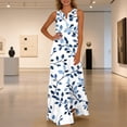 thumbnail image 2 of Cavosen Summer Dress Short Sleeveless V Neck Dress Ladies Flowly Maxi Dress Floral Loose Hawaii Dress, 2 of 8