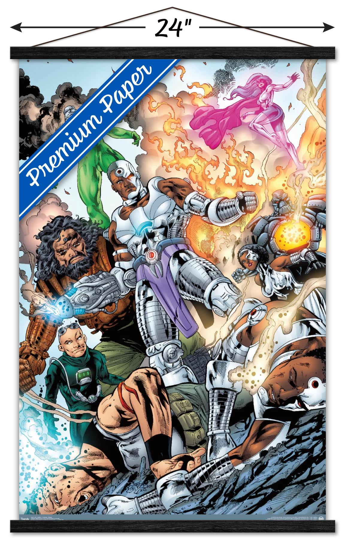DC Comics - Cyborg - Group Wall Poster with Wooden Magnetic Frame, 22.375" x 34"