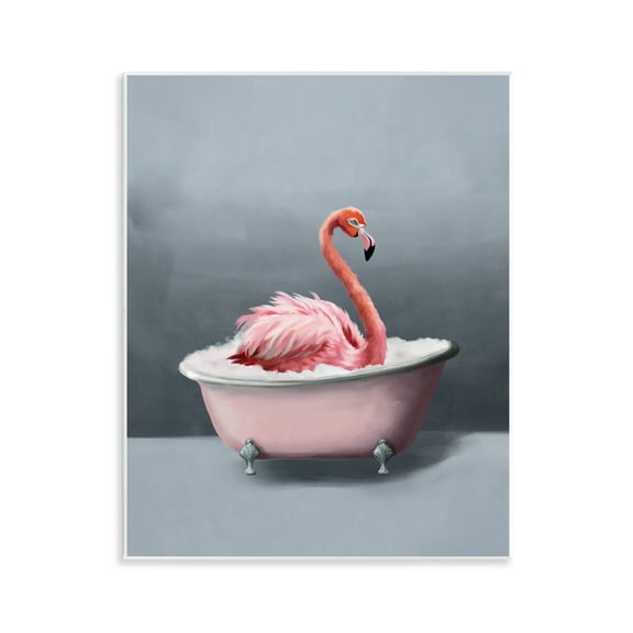 Stupell Industries Flamingo in Bathtub Bath & Laundry Painting Unframed Art Print Wall Art, 11 x 14