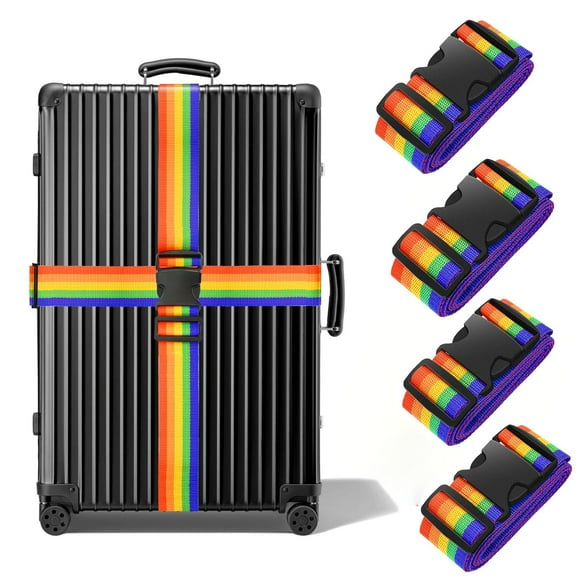 Muerk  Luggage Straps Belts TSA Approved Keep Suitcase Secure While Traveling, 79" Long Add a Bag Premium Accessory for Travel Bag Closure, 4 Pack Rainbow