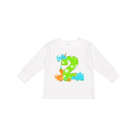 Inktastic Dinosaur Party-second Birthday Boys or Girls Long Sleeve Toddler T-Shirt