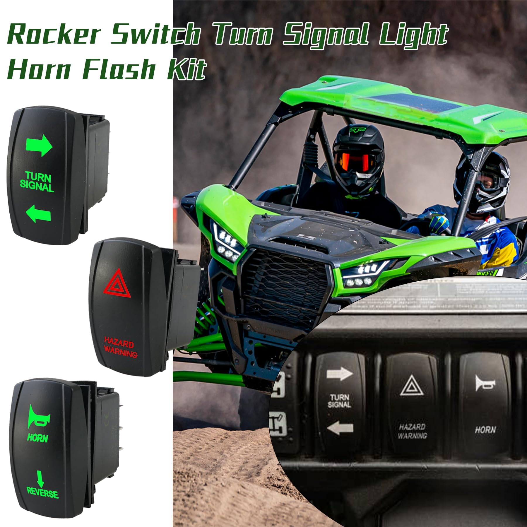 Universal ATV/UTV Turn Signal Kit – LED Light Kit With Rocker Switches, Horn, & Extensions For Polaris, Can-Am, Yamaha & More
