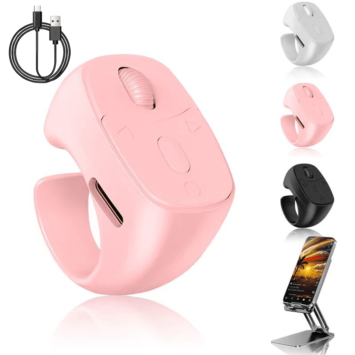 Wireless Scrolling Ring Remote for TikTok YouTube Shorts, Phone Camera Controller with Charging Case, Hands-Free Video Remote for iPhone Android