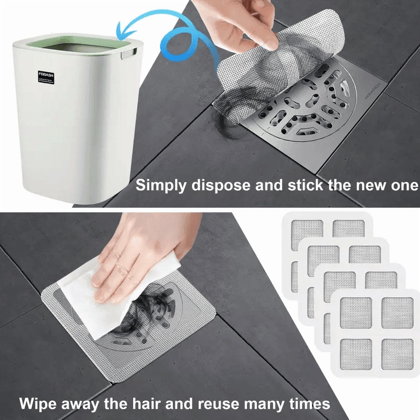 50Pcs Disposable Shower Drain Hair Catcher Stickers, Plastic Mesh Filter Covers For Bathroom & Bathtub, Efficient Hair & Debris Blocker For Sink And Floor Drains