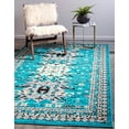 thumbnail image 1 of Unique Loom Taftan Collection Geometric Tribal Area Rug, 4 x 6 Feet, Turquoise/Gray, 1 of 5
