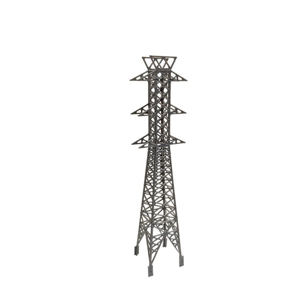 Modelo de torre de transmisión a escala 1/200. Proyecto de modelismo en miniatura. Estructura y arquitectura. Estilo C