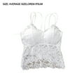 Women's Sheer Lace Crop Top Stretch Spaghetti Strap Crop Cami Bra,White